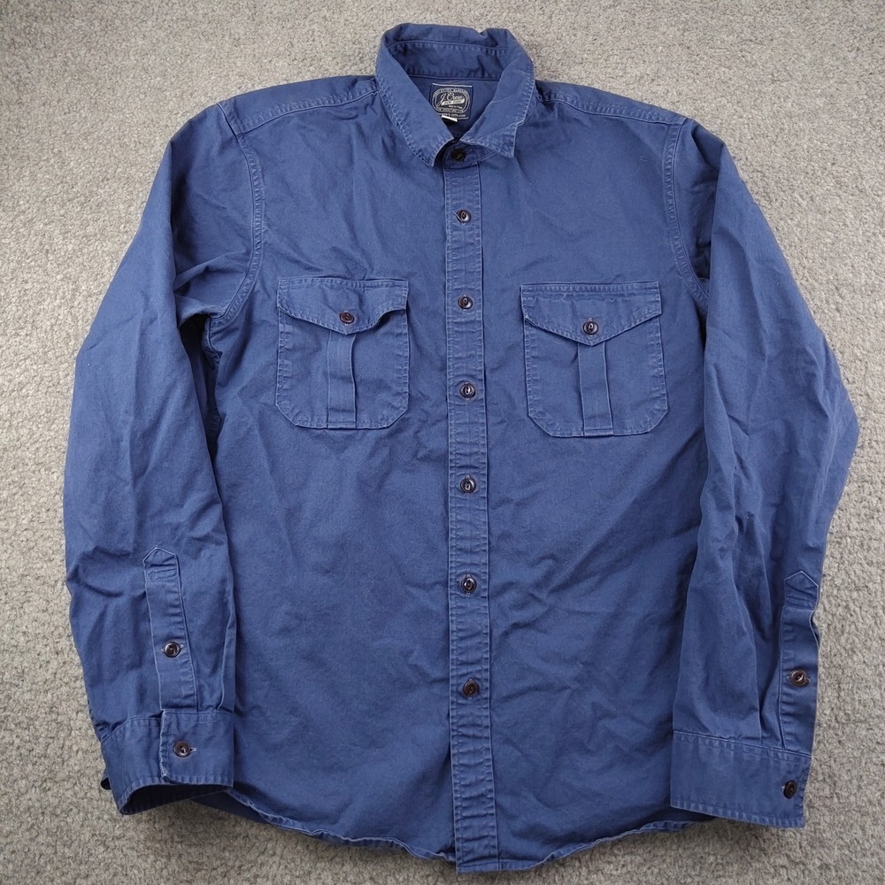 J Crew Button Up Shirt Mens Large Slim Sportsmen's Blue 100% Cotton EUC